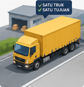 Ilustrasi layanan full truck load satu truk satu tujuan
